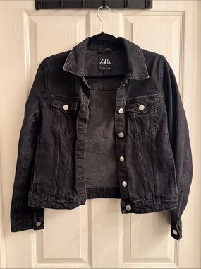 Zara Black Washed Denim Jacket